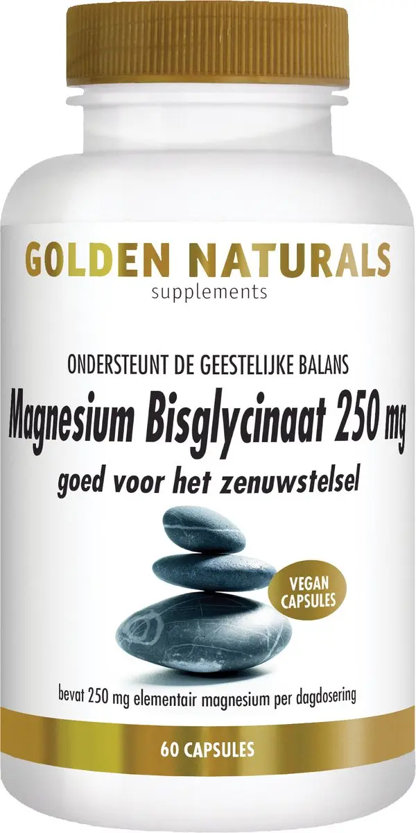 Golden Naturals Magnesium Bisglycinaat 250mg - 60 Vegan Capsules