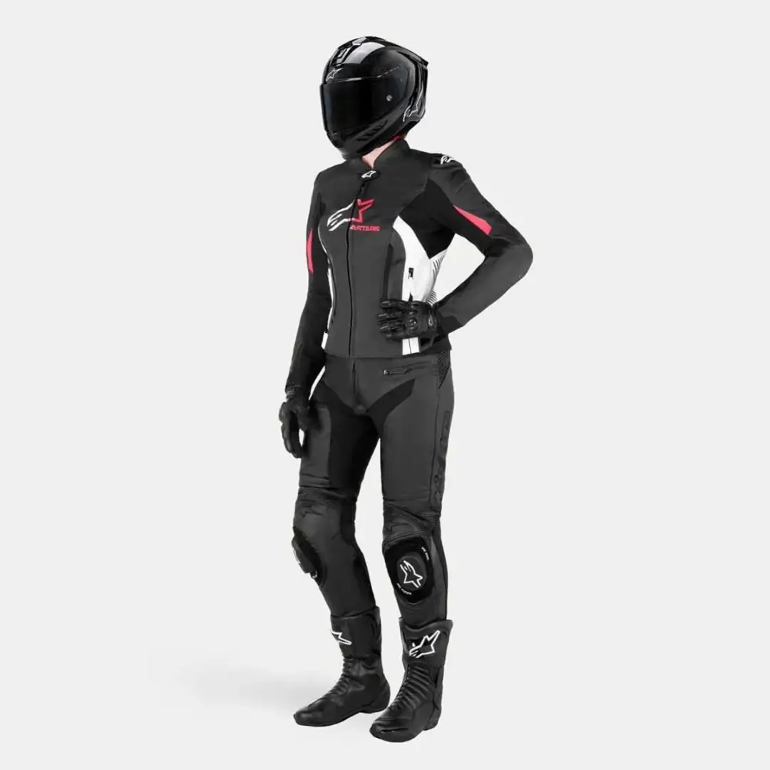 Alpinestars Stella GP Plus V4 Leren Jas - Maat 44 - Zwart/Wit/Diva Roze