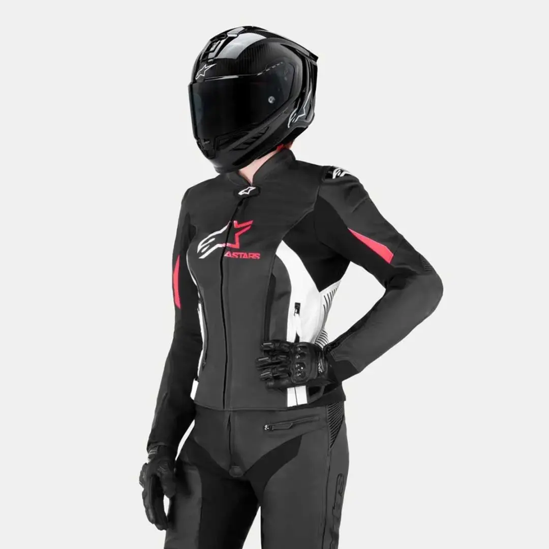 Alpinestars Stella GP Plus V4 Leren Jas - Maat 44 - Zwart/Wit/Diva Roze