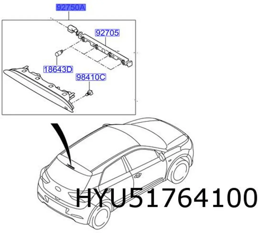 Hyundai i20 Derde Remlicht 92700C7000