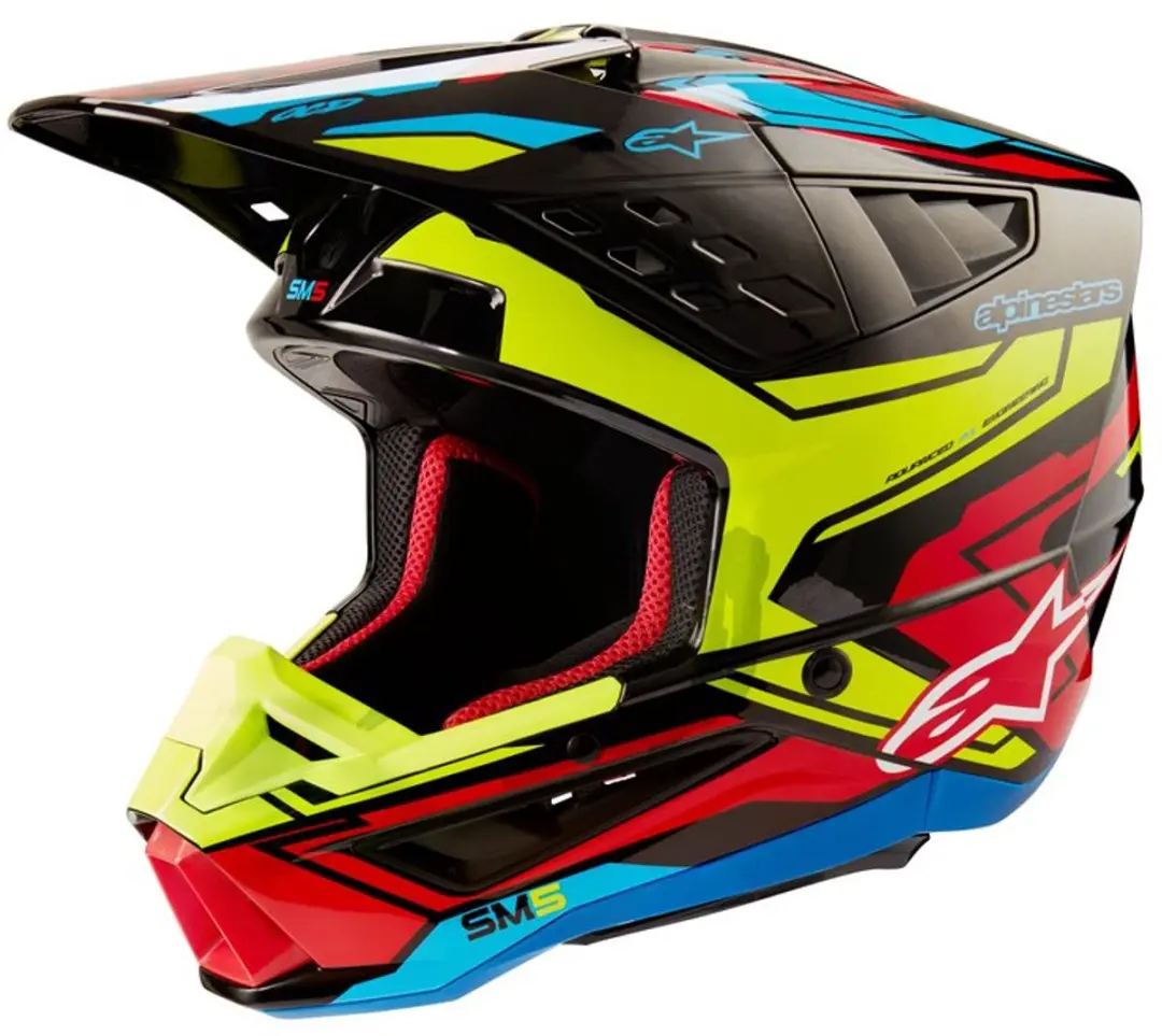Alpinestars S-M5 Action 2 Helm ECE 22.06 - Zwart/Fluo Geel/Rood