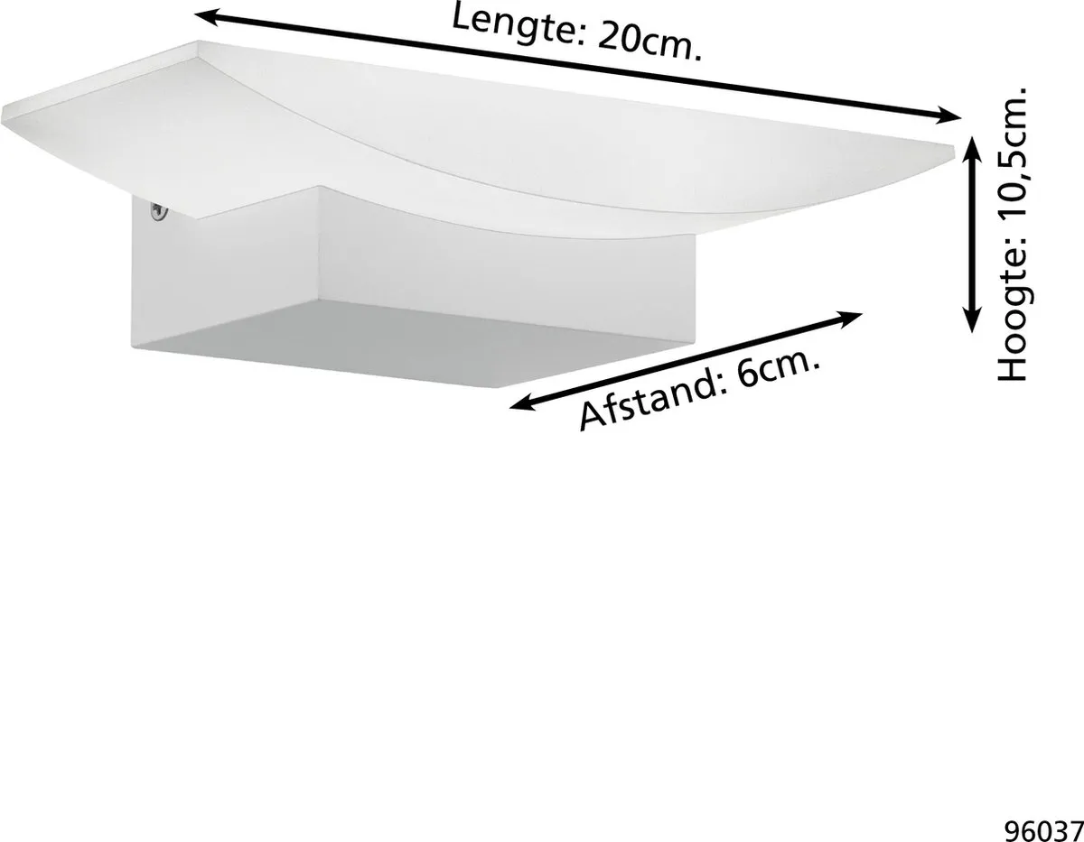 Eglo Metrass Wandlamp 1 Licht - Wit - afbeelding 6 van 6