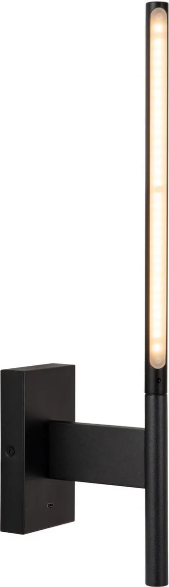Lucide FINAN Wandlamp 6W - USB Oplaadpunt - Zwart