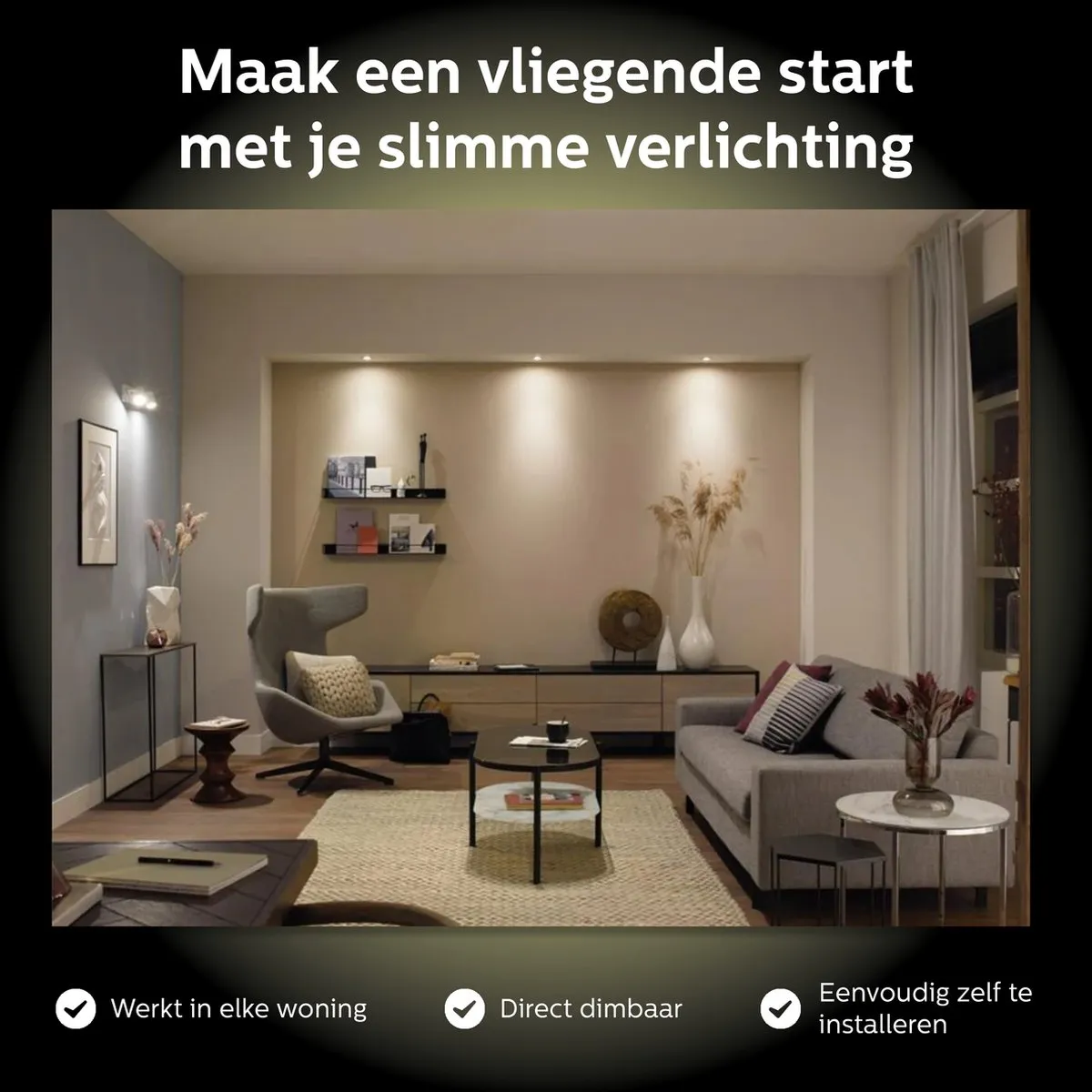 Philips Hue Starterpakket GU10 - 4 Spotjes Warm tot Koelwit - Bridge & Sensor