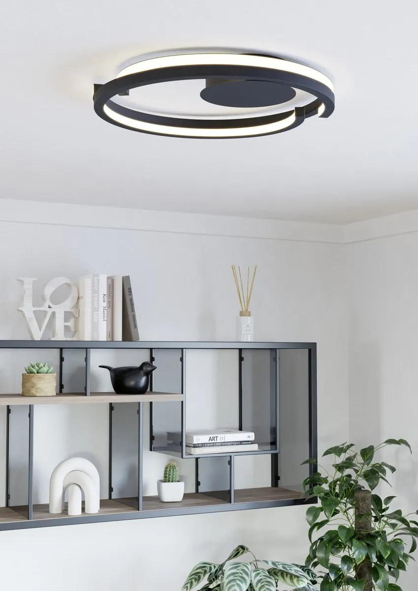Eglo Mezzomonte Plafondlamp LED Ø48cm - Zwart/Wit - Dimbaar