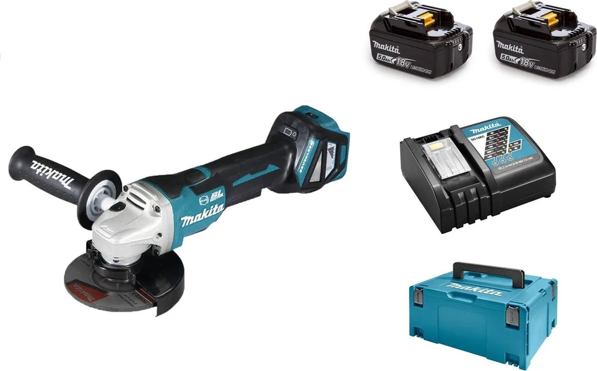 Makita DGA517RTJ Accu-haakse slijpmachine 125mm - 2x Accu - afbeelding 6 van 6