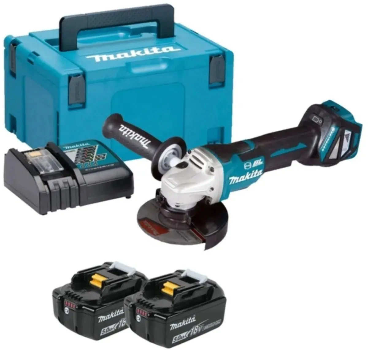 Makita DGA517RTJ Accu-haakse slijpmachine 125mm - 2x Accu