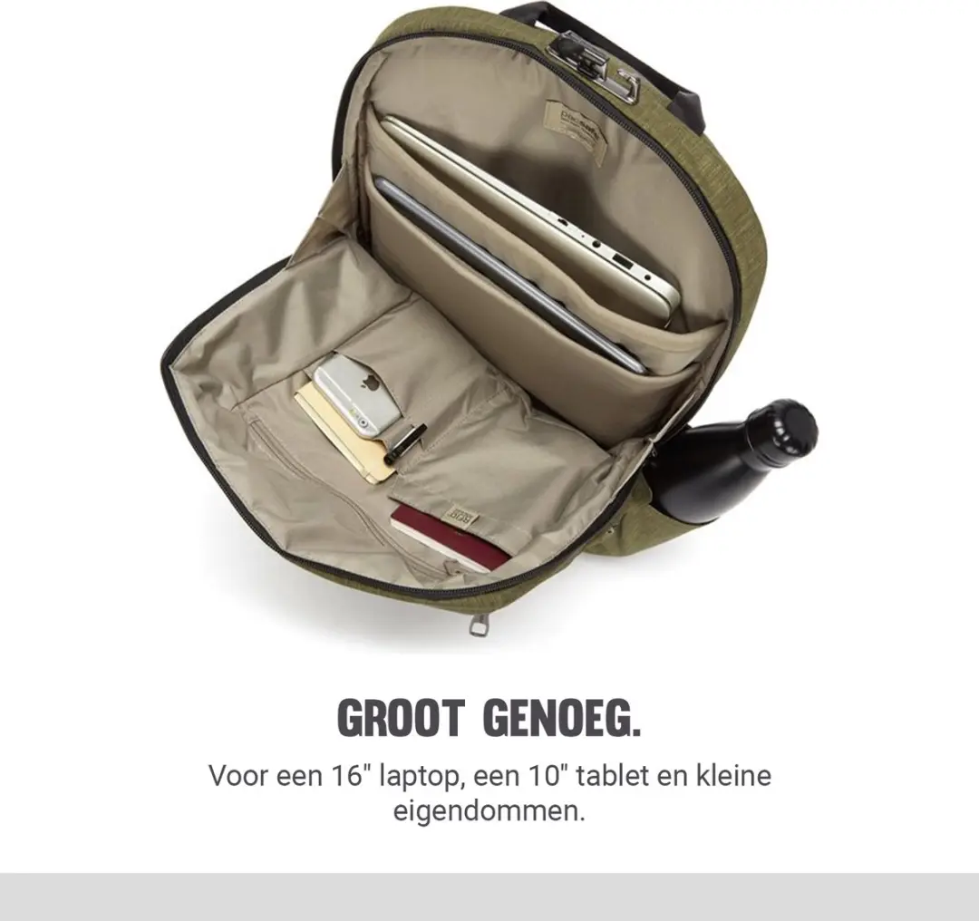 Pacsafe Metrosafe X Rugzak 20L - RFID-blokkerend - Groen