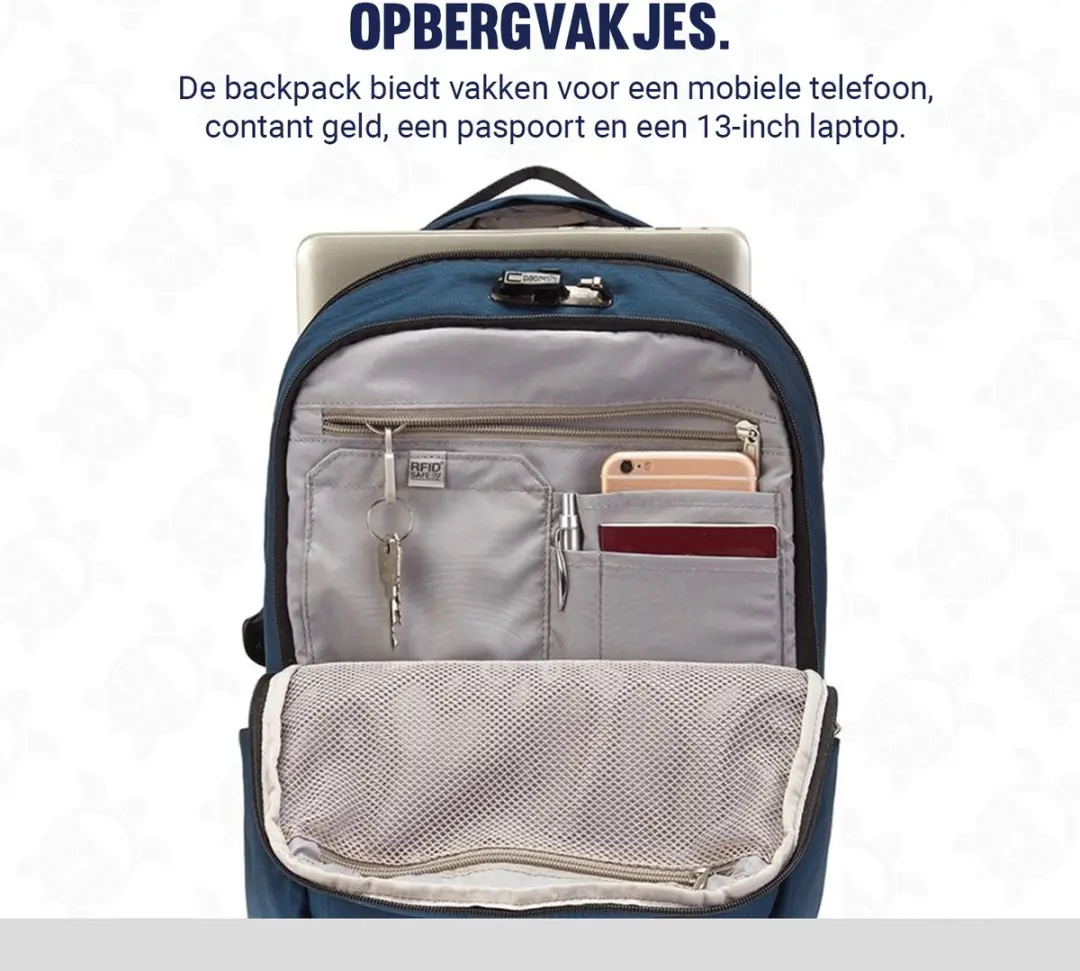 Pacsafe Vibe 20 Rugzak 20L - RFID-blokkerend - Blauw