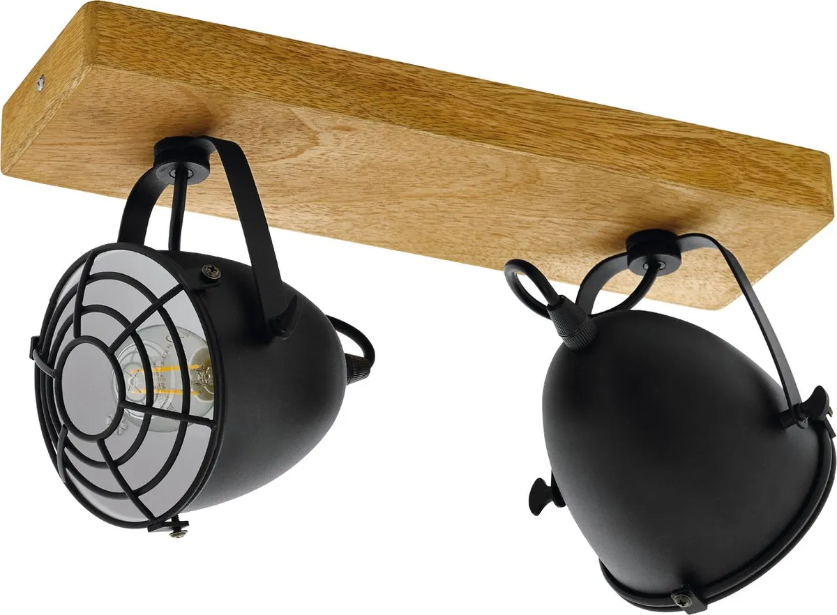 Eglo Gatebeck Wandlamp 2-lichts E14 Hout/Zwart