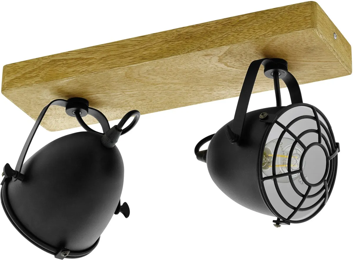 Eglo Gatebeck Wandlamp 2-lichts E14 Hout/Zwart