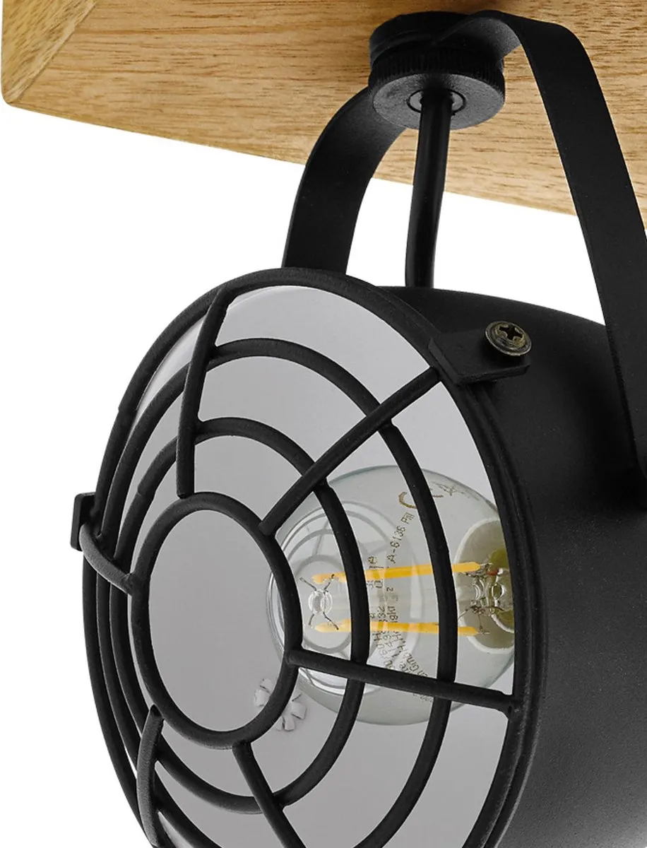Eglo Gatebeck Wandlamp 2-lichts E14 Hout/Zwart