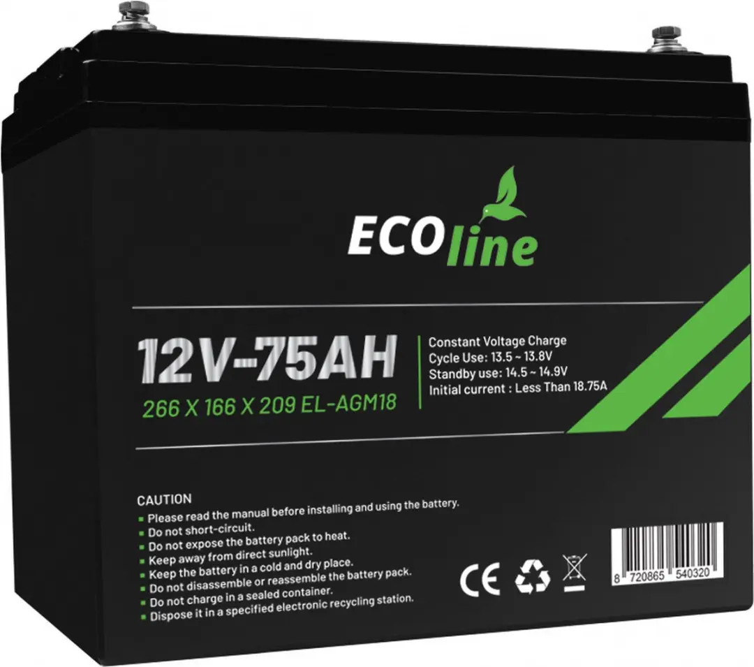 Ecoline AGM 12V 75Ah Deep Cycle Accu