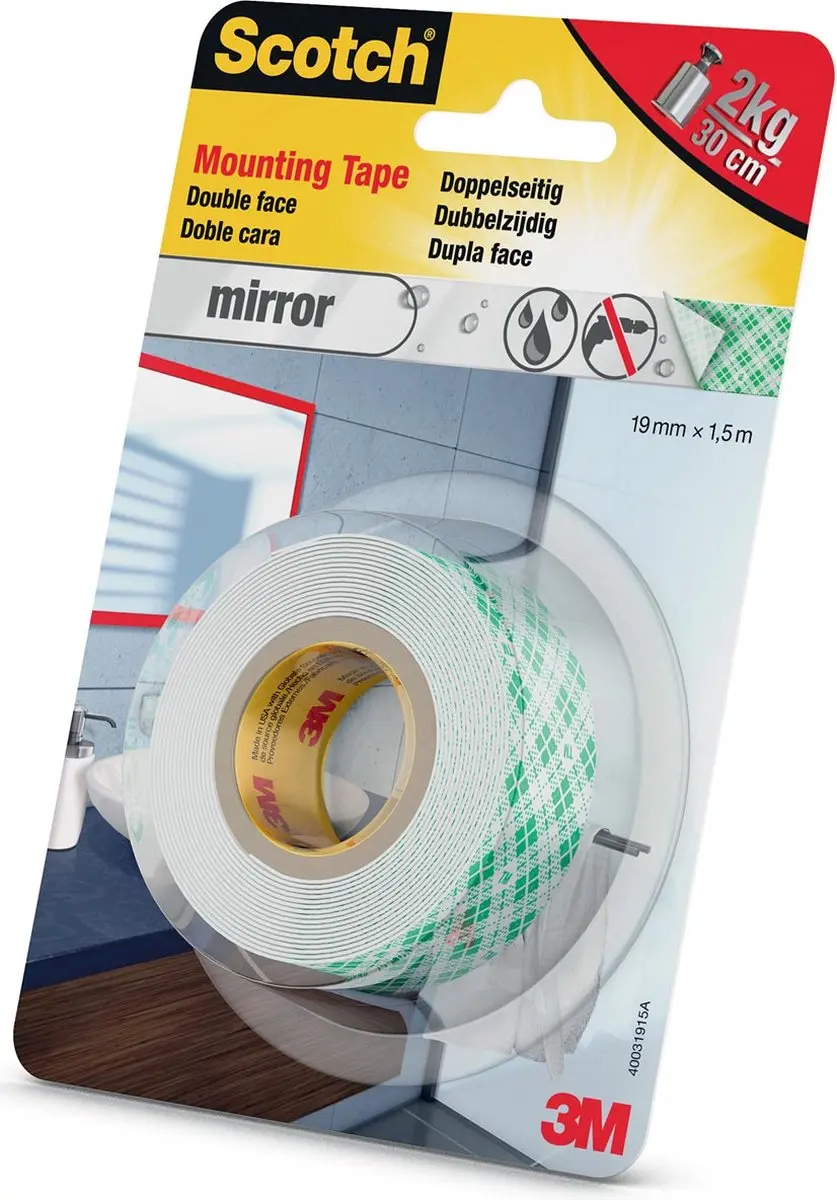 Sila Serie Dubbelzijdige Montagetape 19mm x 1,5m - Wit
