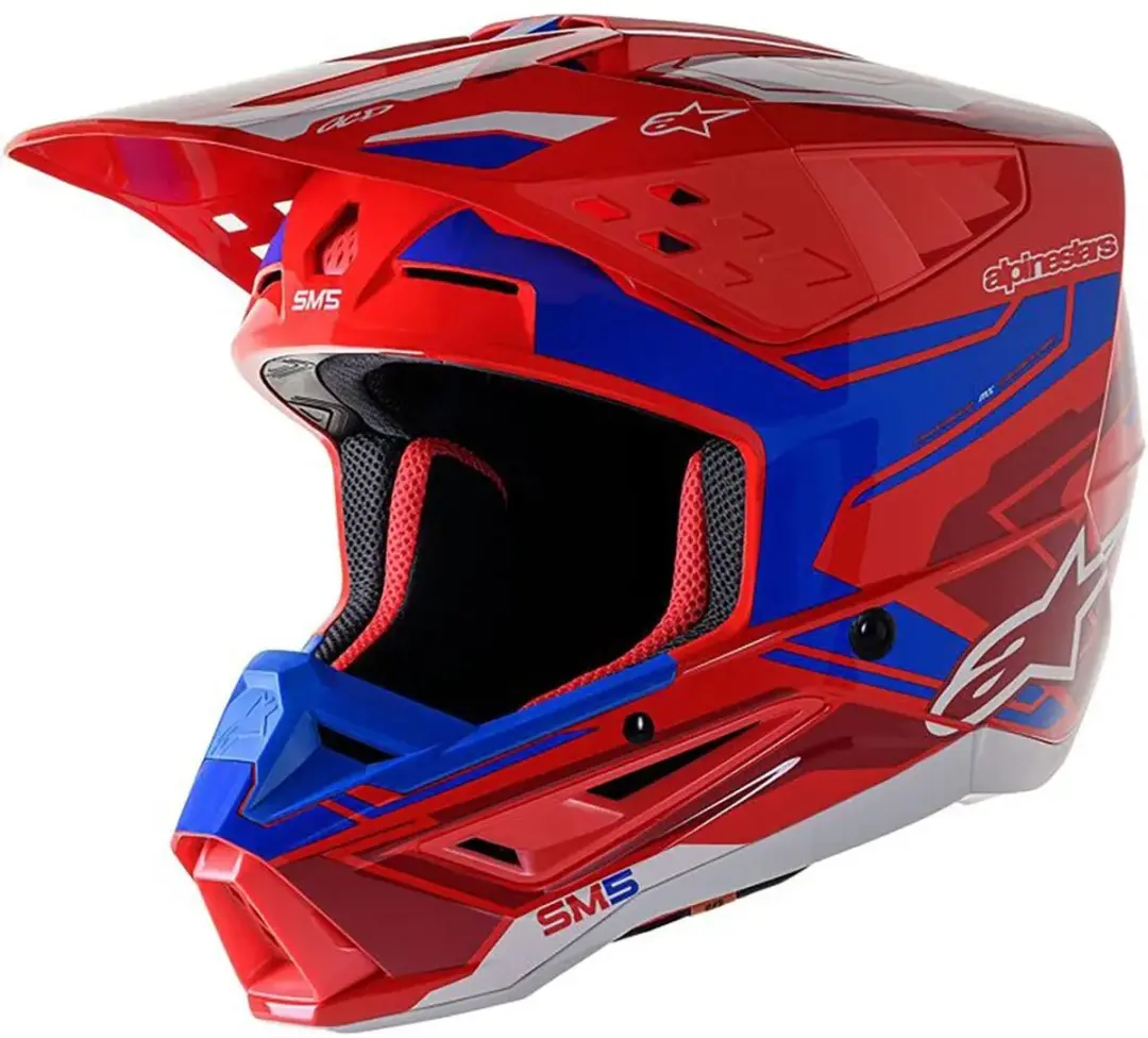 Alpinestars S-M5 Action 2 Helm ECE 22.06 - Rood/Blauw/Wit