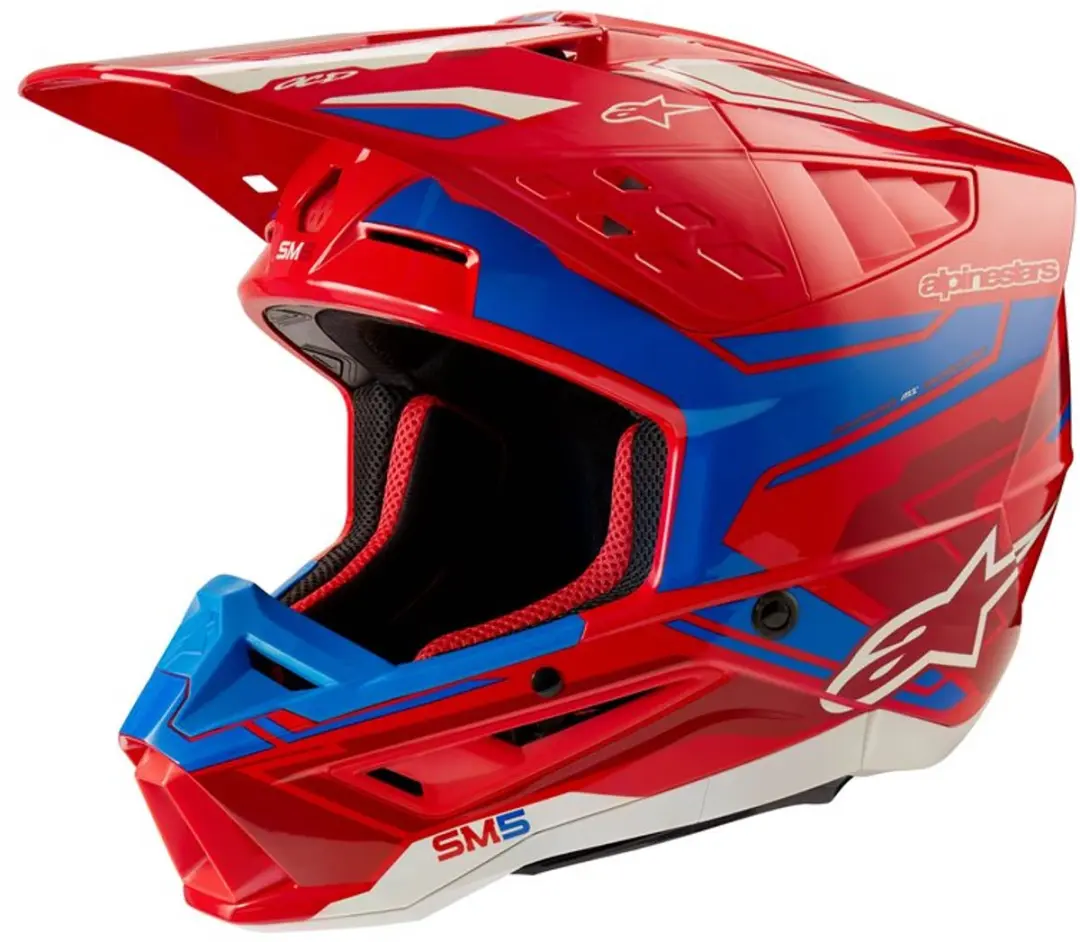 Alpinestars S-M5 Action 2 Helm ECE 22.06 - Rood/Blauw/Wit