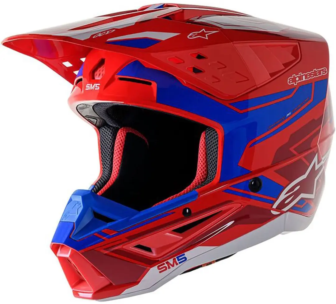 Alpinestars S-M5 Action 2 Helm ECE 22.06 - Rood/Blauw/Wit - afbeelding 6 van 6