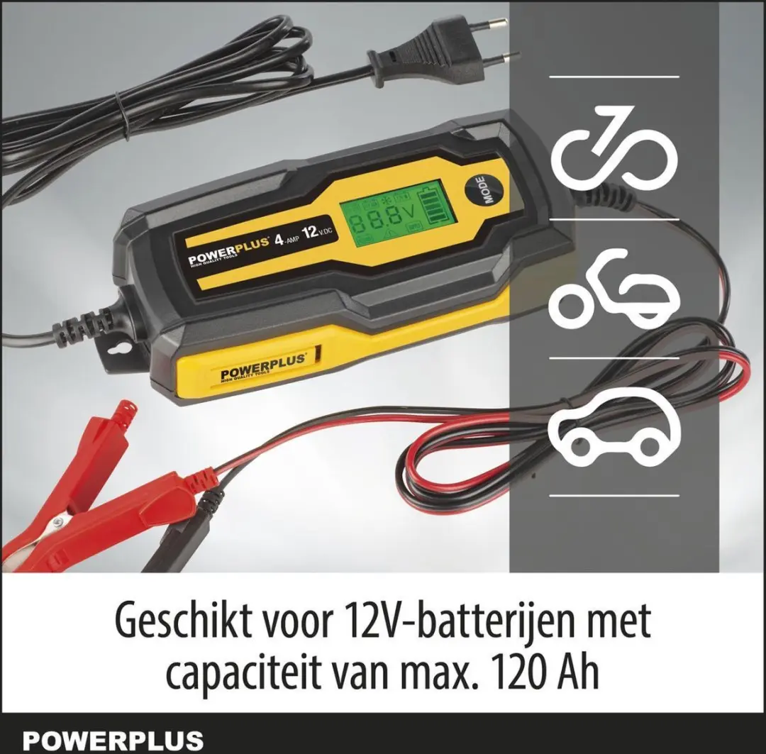 Powerplus POWX4203 Slimme Acculader 3-120Ah - 70W