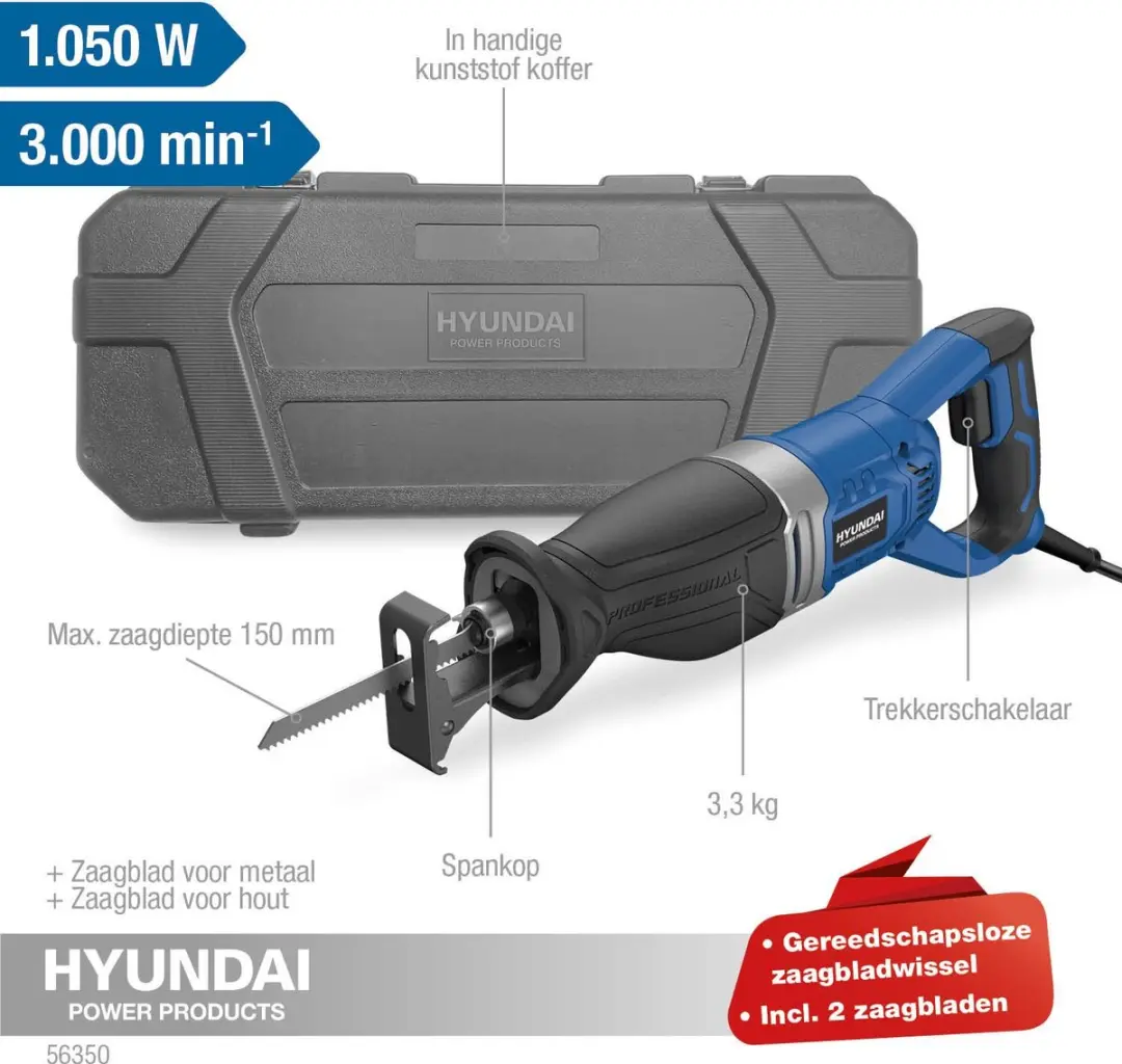 Hyundai Reciprozaag 150mm 1050W - 2 Stuks