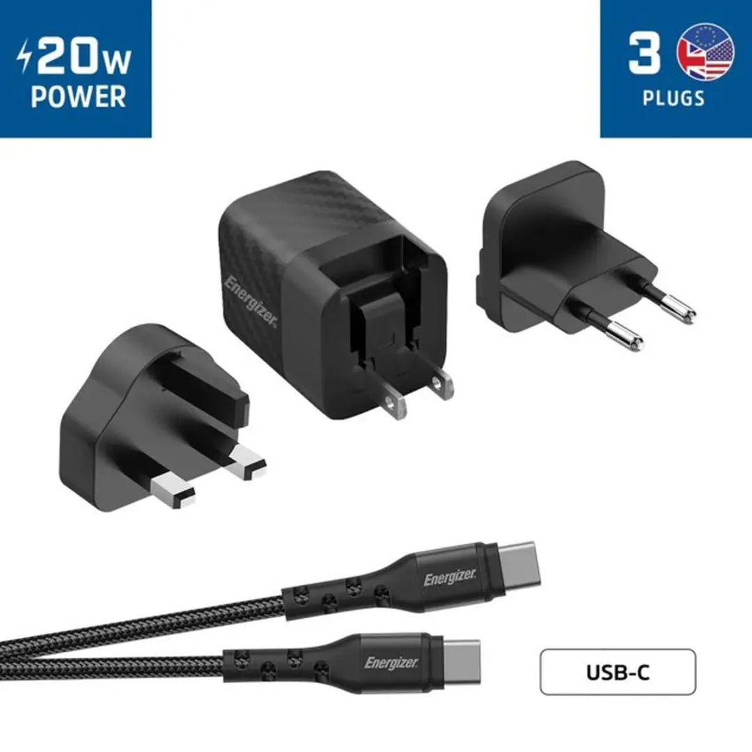 Energizer A20MUC Multi Plug Oplader 20W - Zwart - afbeelding 6 van 6