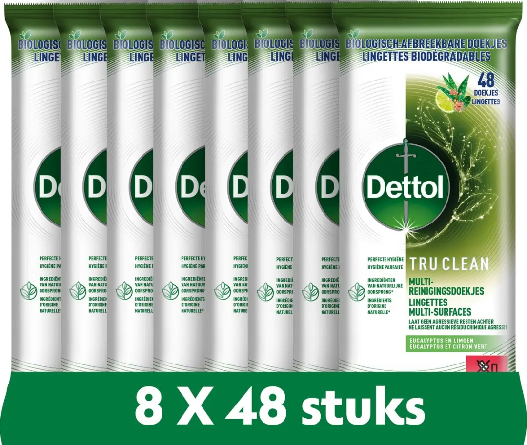 Dettol Lingettes Biodégradable Eucalyptus & Lime