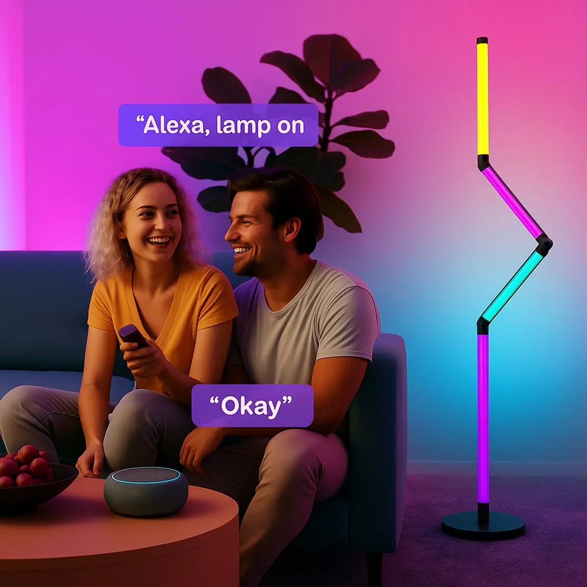 Calex Slimme LED Vloerlamp 140cm - RGBW - Zwart
