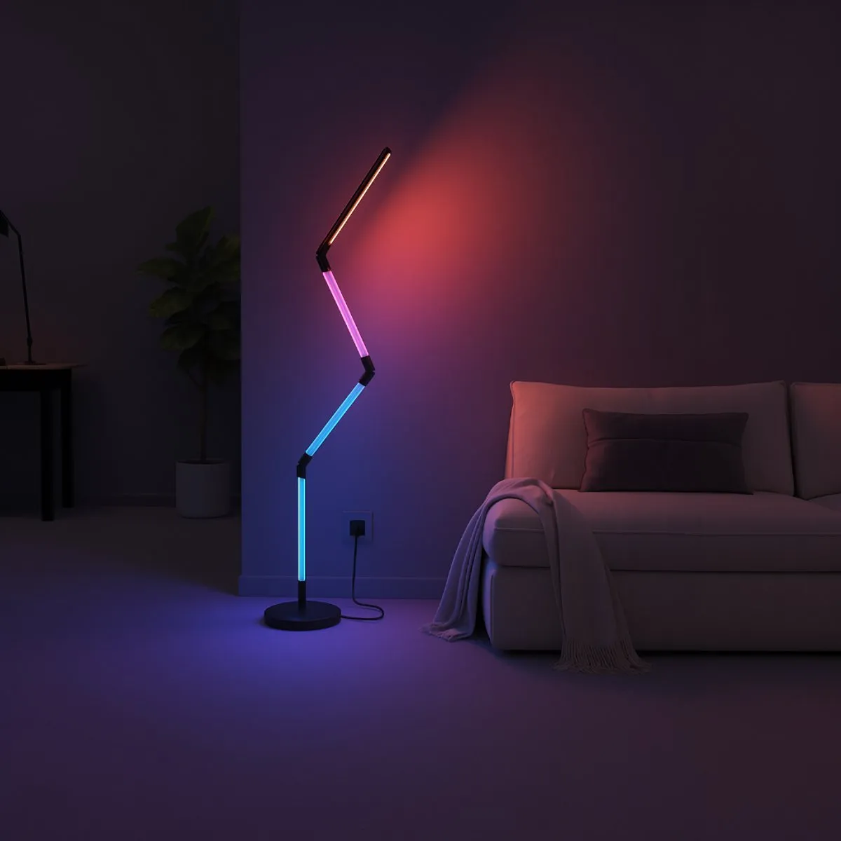 Calex Slimme LED Vloerlamp 140cm - RGBW - Zwart
