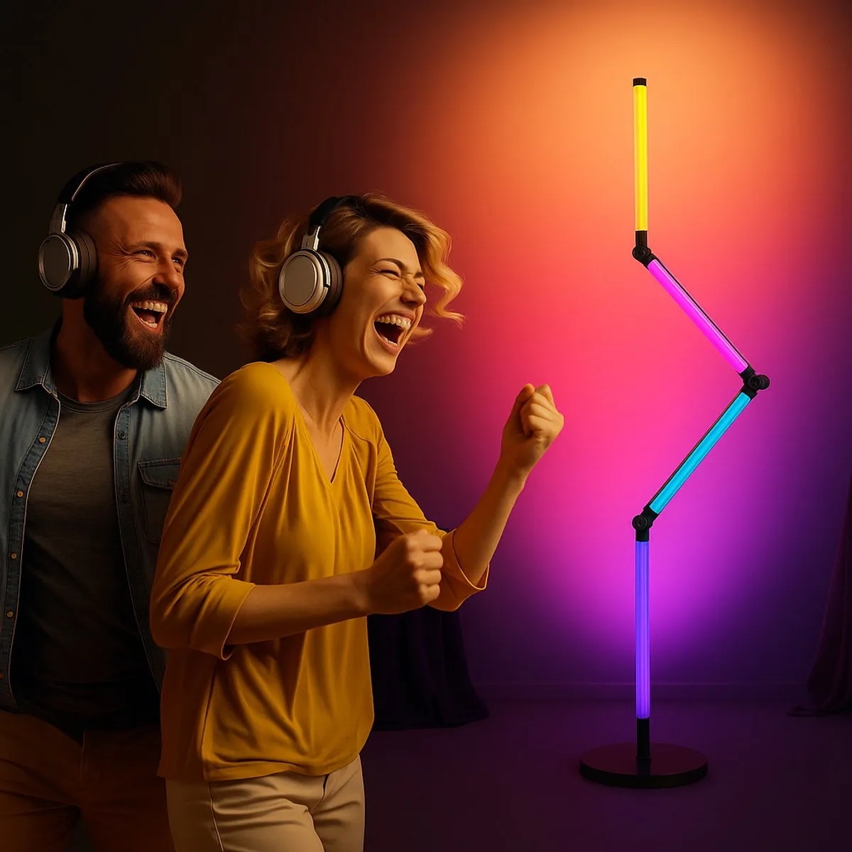 Calex Slimme LED Vloerlamp 140cm - RGBW - Zwart
