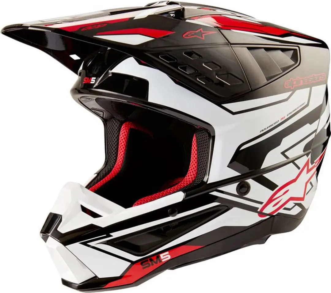 Alpinestars S-M5 Action 2 Helm ECE 22.06 - Zwart/Wit/Rood