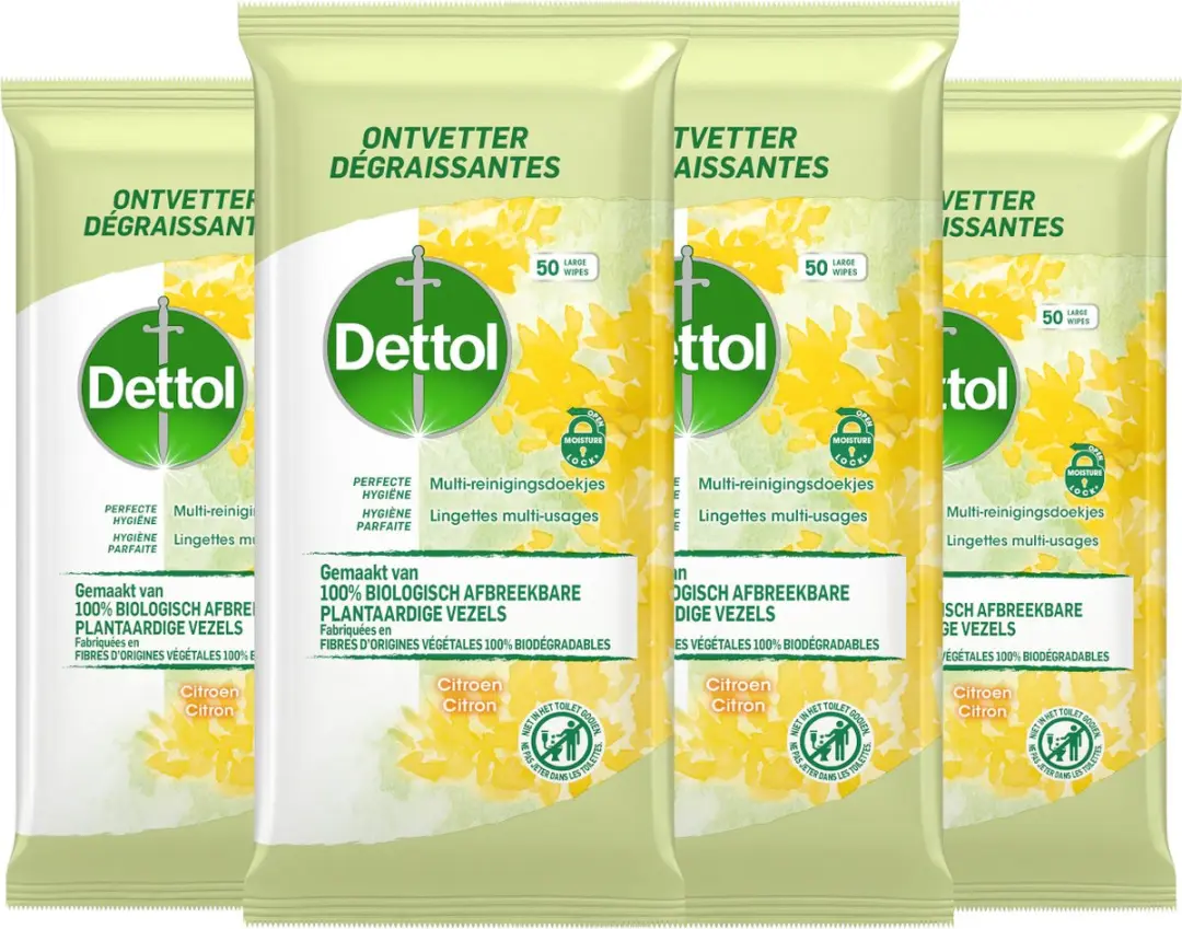 Dettol Schoonmaakdoekjes Bioafbreekbaar - 200 Stuks - afbeelding 2 van 3