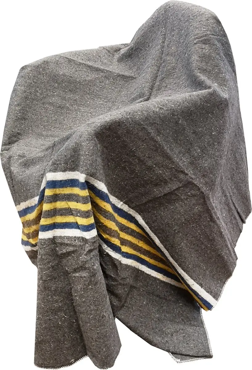 Kortpack Verhuisdeken 150x200cm - Grijs met blauw/gele banen