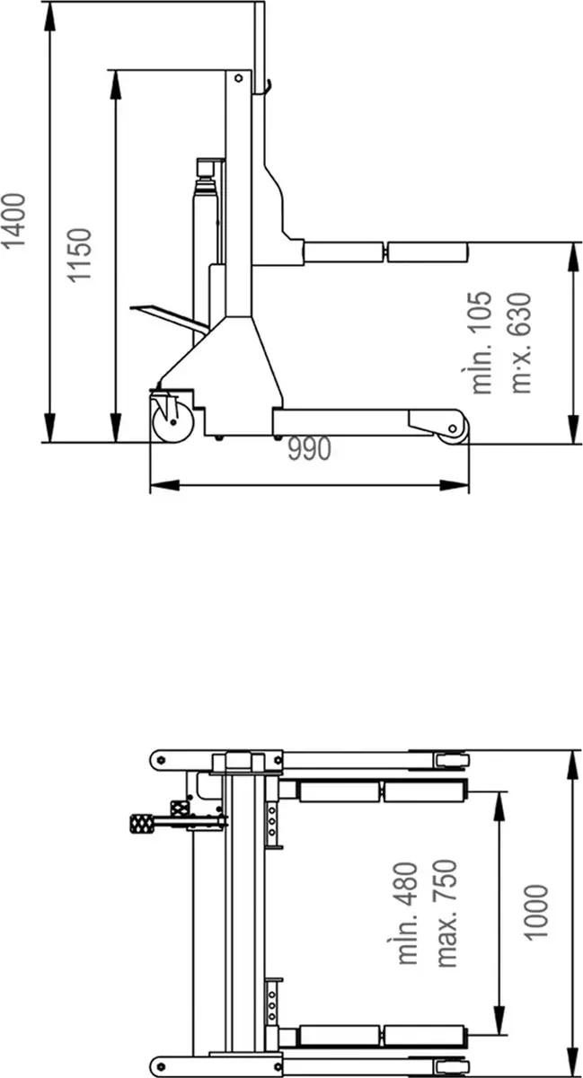 RODAC RQWD600 Wielmontage Apparaat 750kg - Meerkleurig