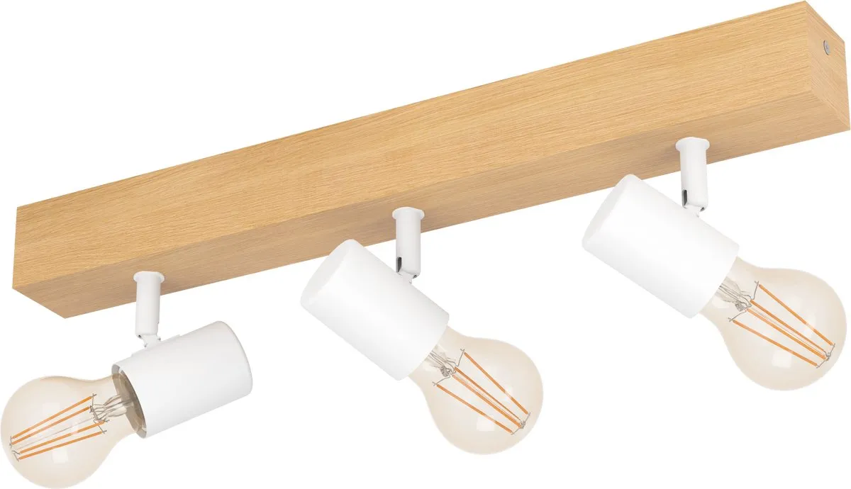 Eglo Townshend 3 Plafondlamp 3xE27 - Ø48cm - Eiken/Wit