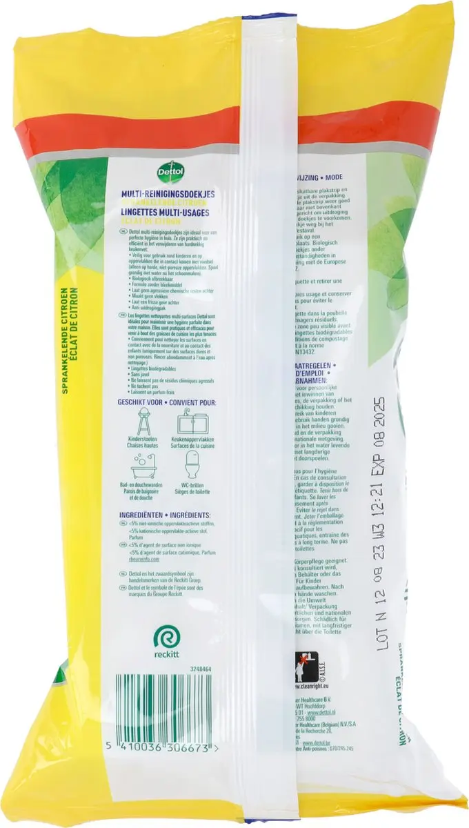 Dettol Multi Reinigings Maxi Doekjes Citroen 110 Stuks - afbeelding 6 van 6