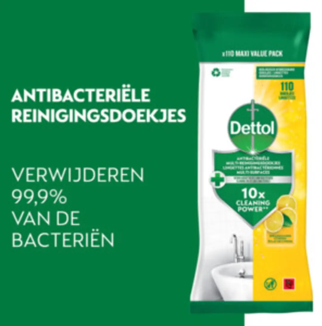 Dettol Multi Reinigings Maxi Doekjes Citroen 110 Stuks