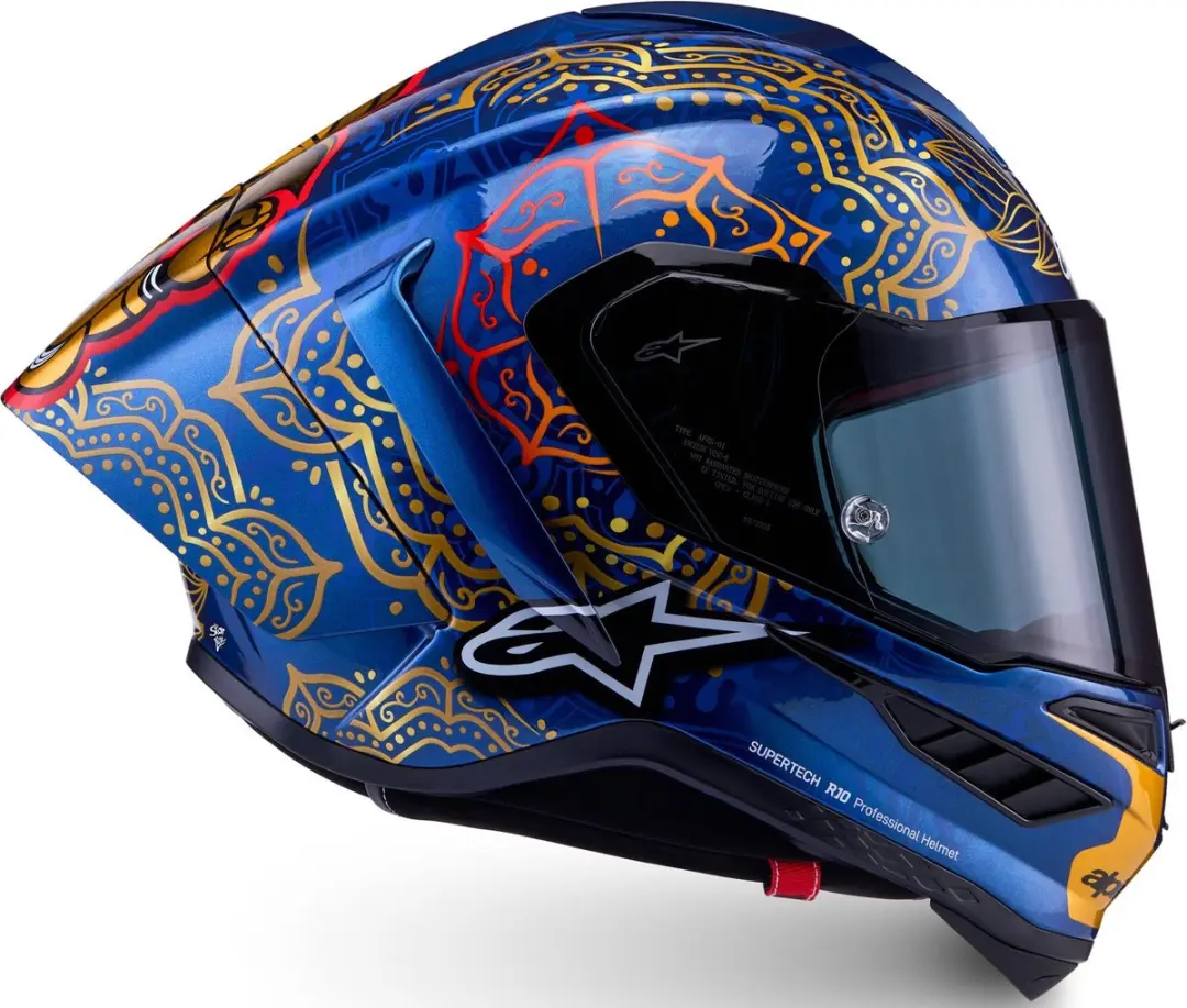 Alpinestars Supertech R10 Martinator Thai LE Carbon Helm - S - Zwart/blauw/goud/rood