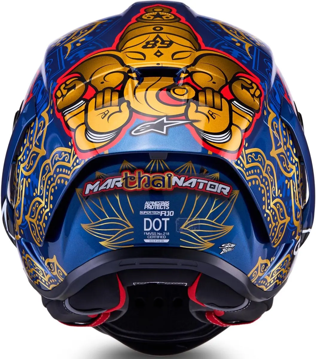 Alpinestars Supertech R10 Martinator Thai LE Carbon Helm - S - Zwart/blauw/goud/rood