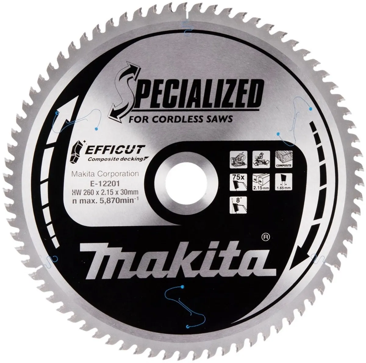 Makita E-12201 Afkortzaagblad WPC 260mm - 75T