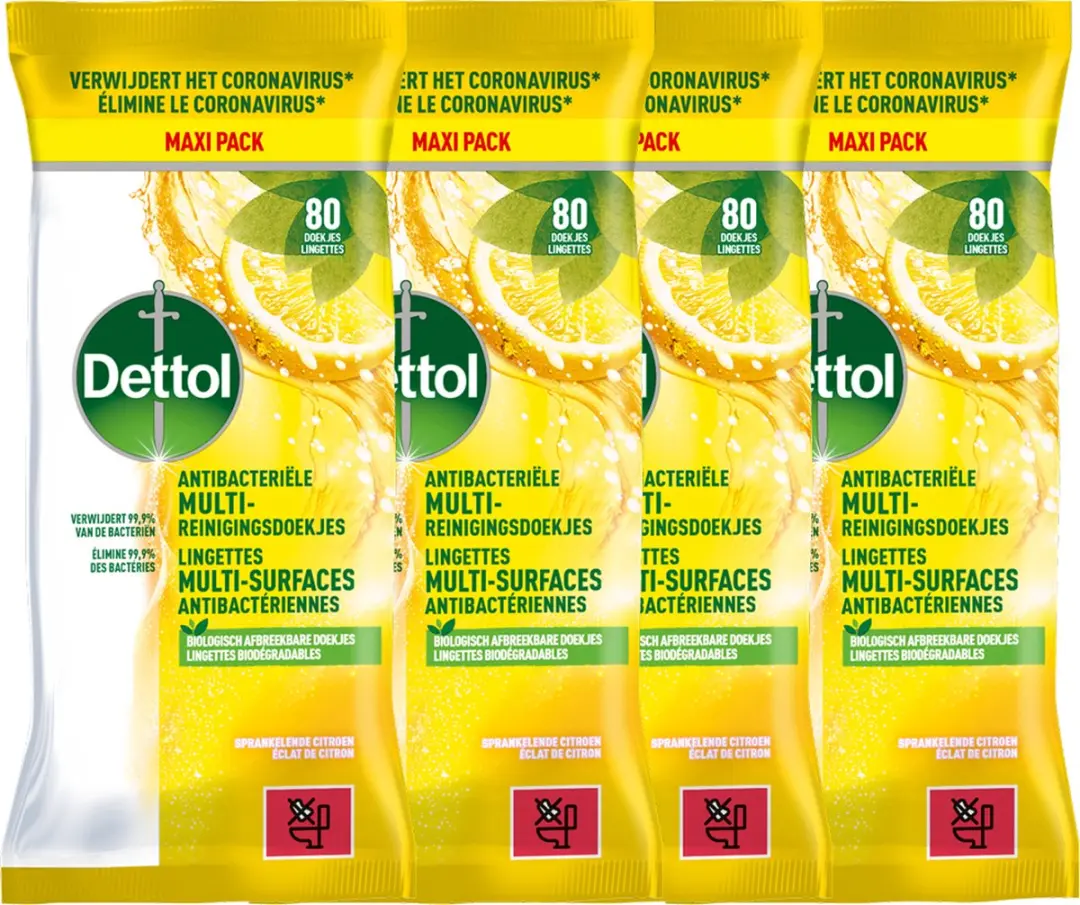 Dettol Lingettes Antibacteriennes Éclat de Citron