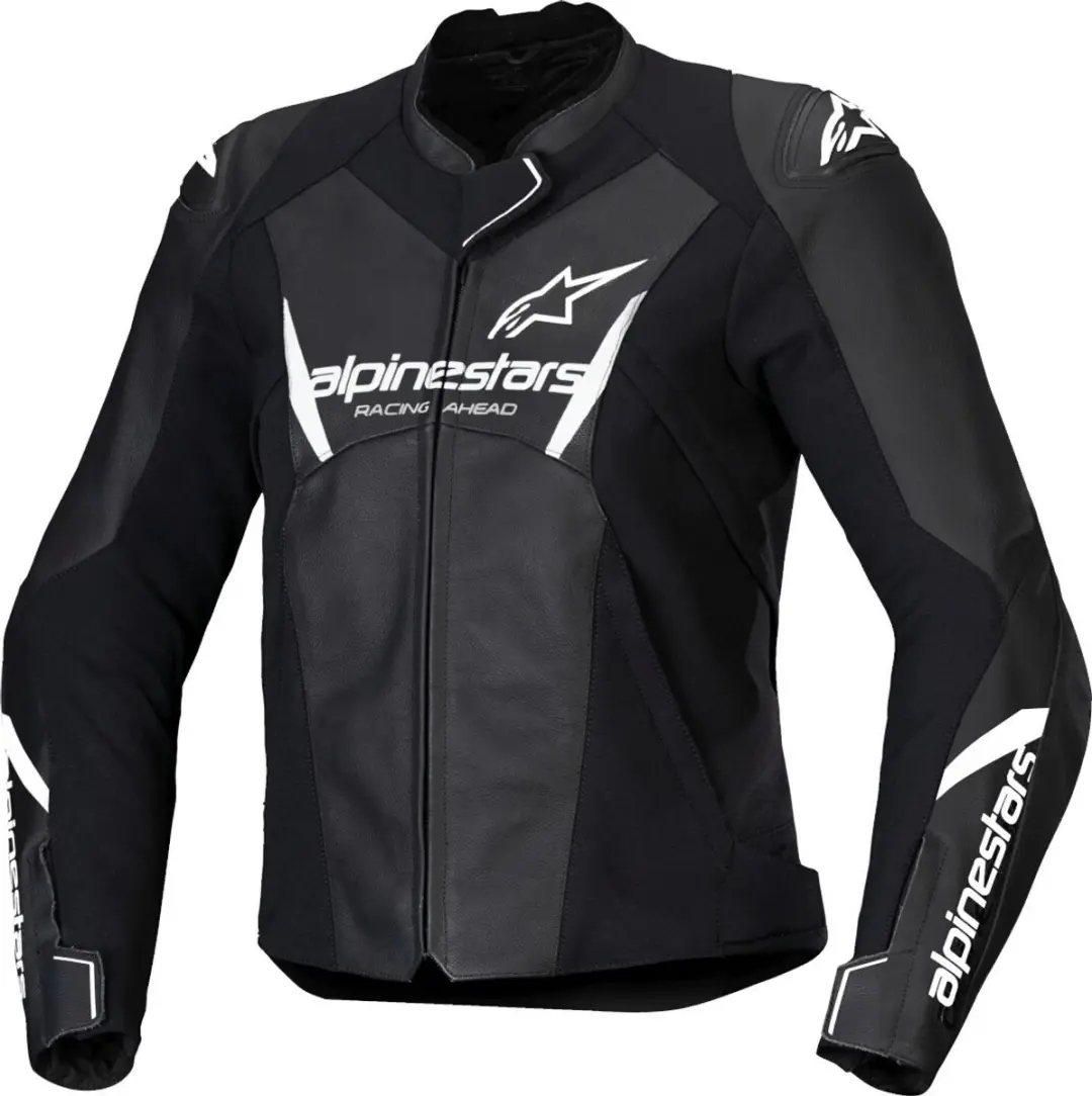Alpinestars Stella Faster V3 Dames Lederen Motorfietsjack - Zwart/Wit/Fluo Koraal