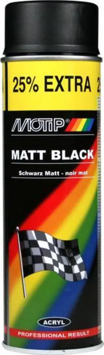 Motip Lak Mat Zwart 500ml - 3 Stuks