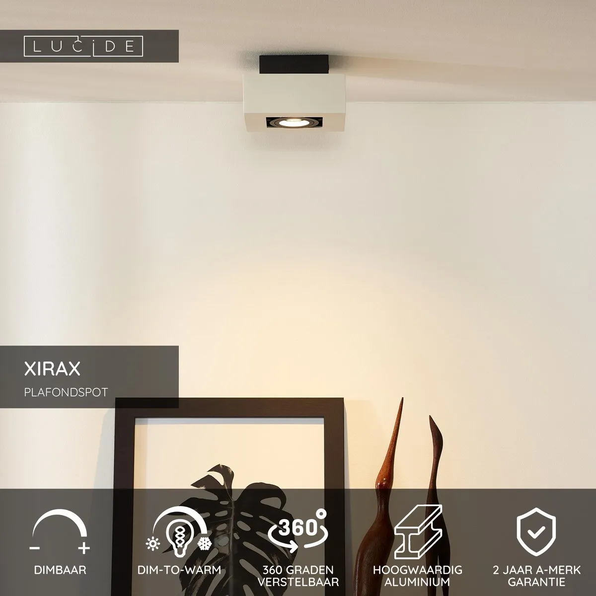 Lucide XIRAX Plafondspot LED Dim-to-Warm GU10 5W - Wit