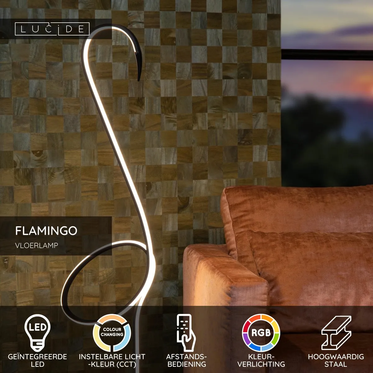 Lucide Flamingo Vloerlamp LED RGB - Multicolor