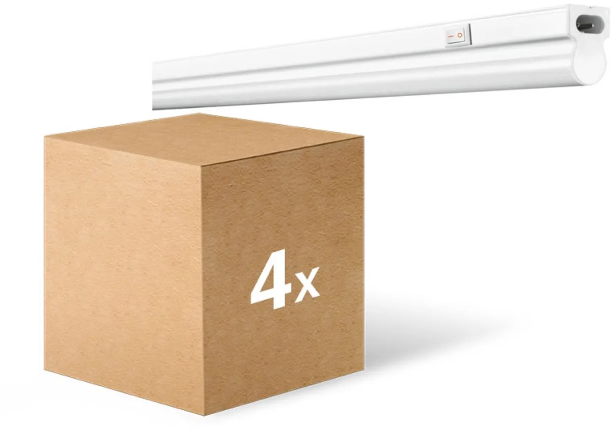 Voordeelpak 4x Ledvance LED Montagebalk Linear Compact Schakelaar 8W 800lm - 830 Warm Wit | 60cm