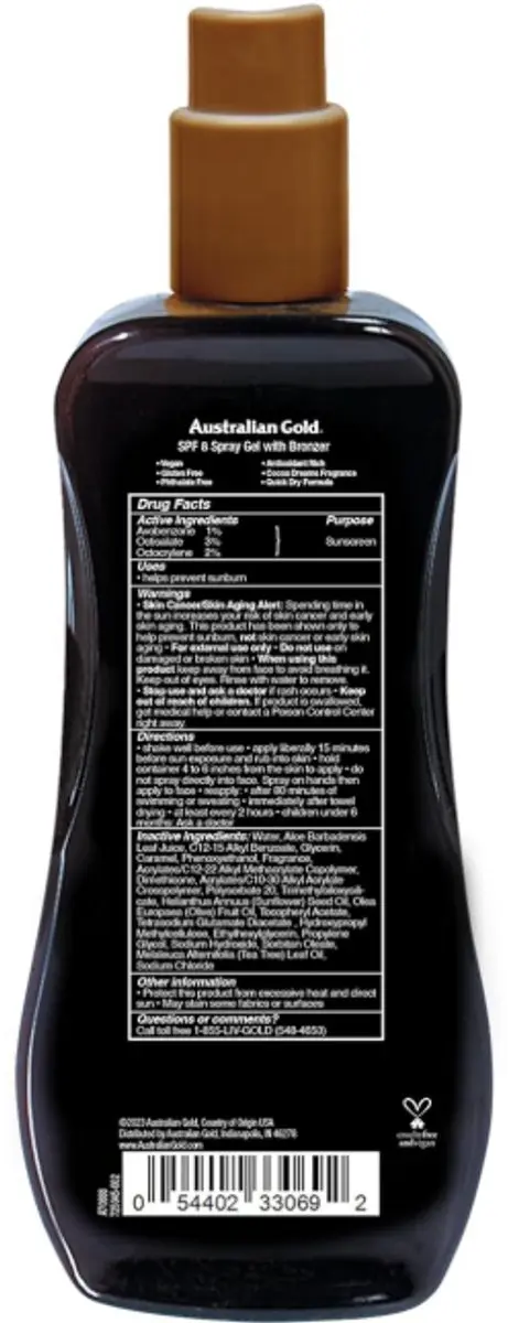 Australian Gold Spray Gel Zonnebrand SPF 8 237ml