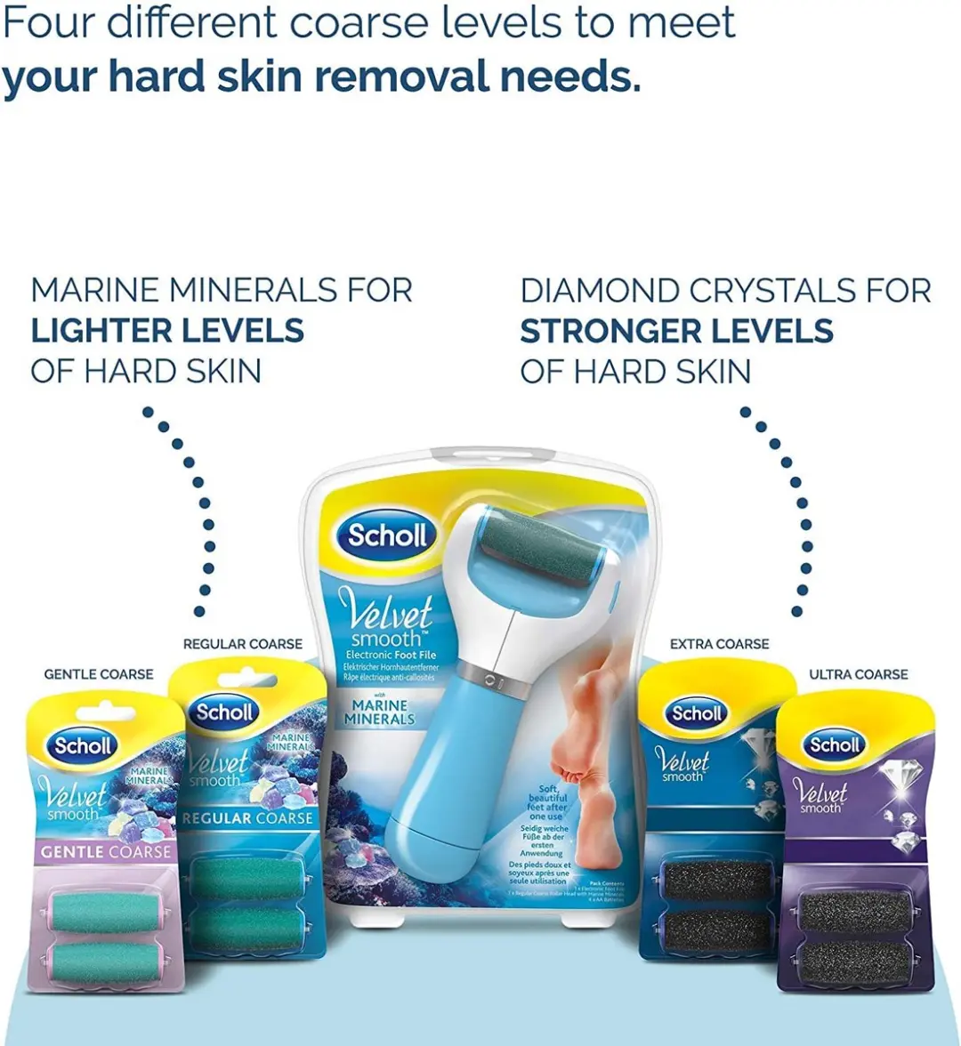 Scholl Velvet Smooth Navulling Voetvijl - 2 Stuks - Blauw/Geel/Wit - afbeelding 6 van 6