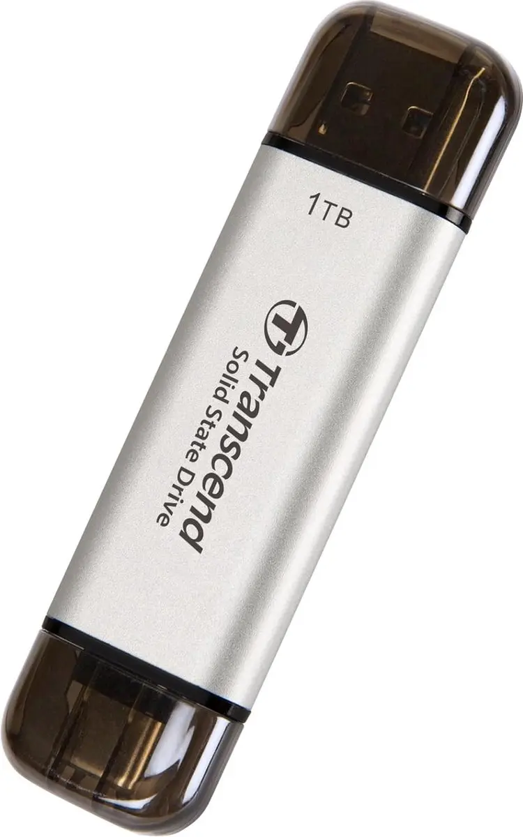 Transcend ESD310S Externe SSD 1TB - USB-A/USB-C - Zilver