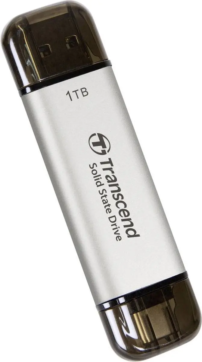 Transcend ESD310S Externe SSD 1TB - USB-A/USB-C - Zilver