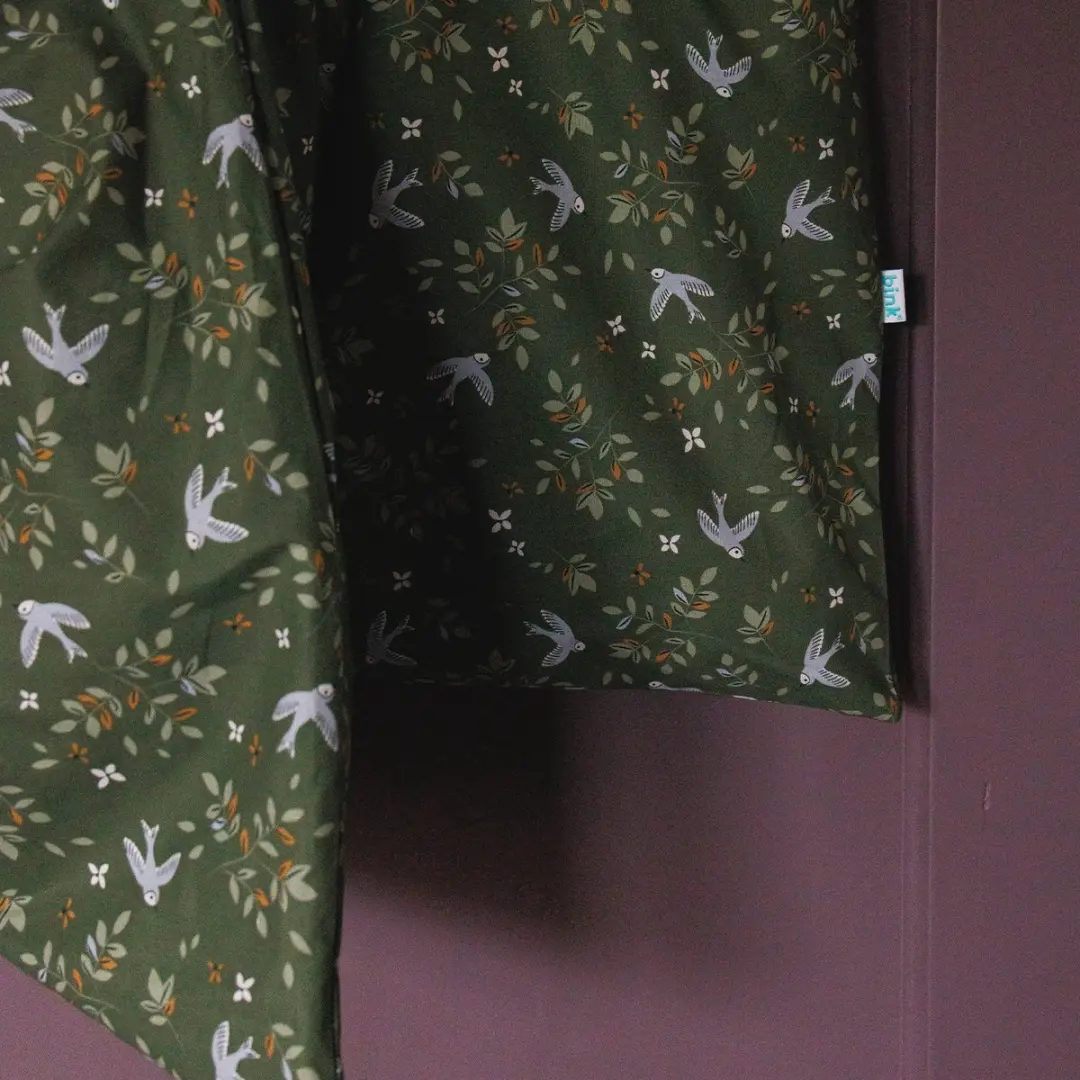 BINK Bedding Wieglaken Merel 75x100cm - Vogelprint - Lila/Groen/Caramel