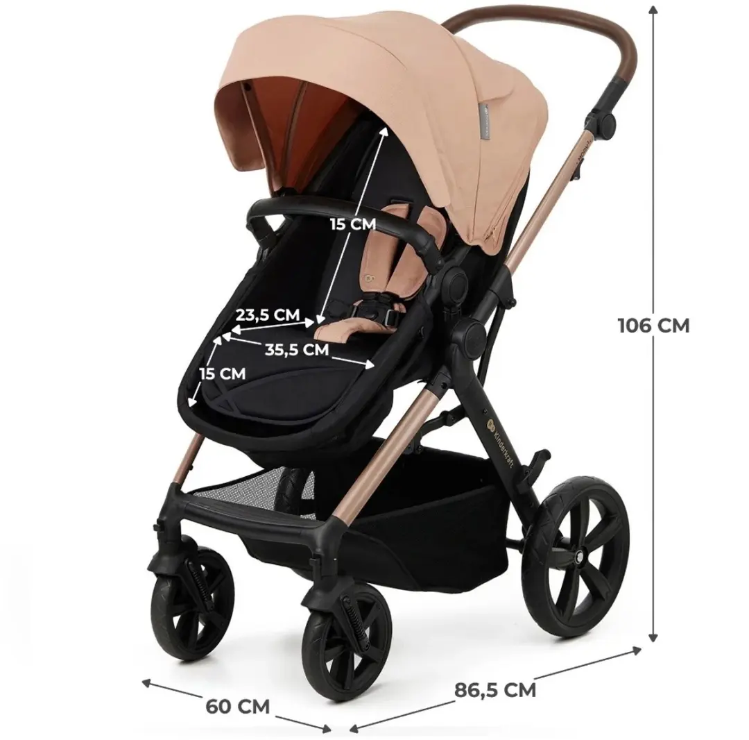 KinderKraft MOOV 2 4-in-1 Kinderwagen - Reiswieg & Autostoel Beige